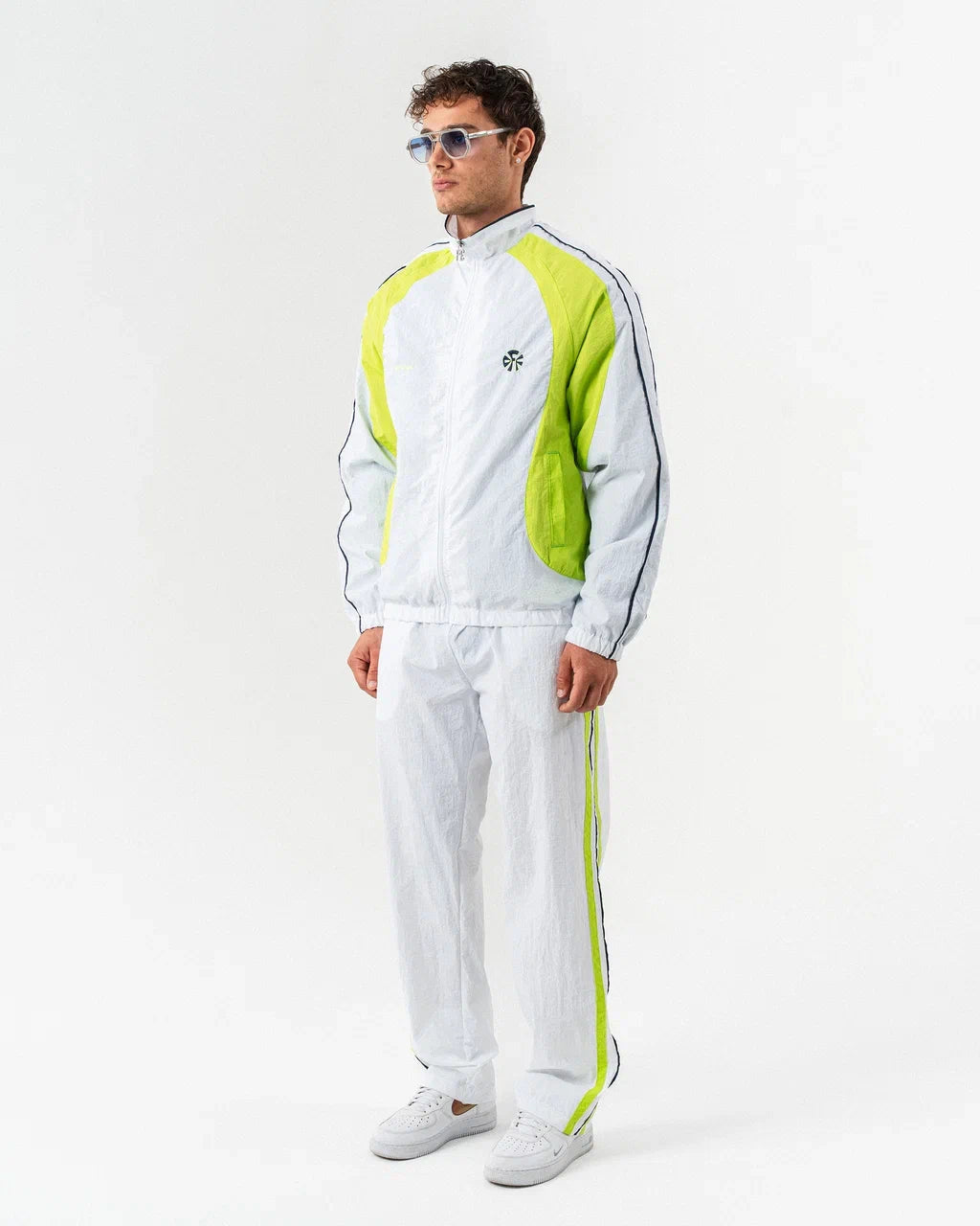 Ensemble Tracksuit Oversize Plug Paris – Blanc & Vert Fluo | Nylon Technique FW25/26