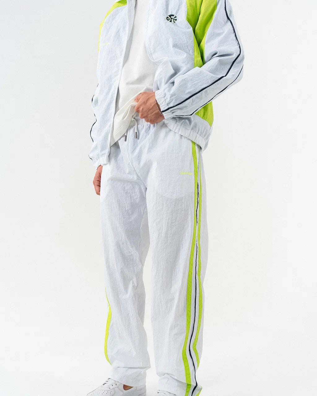 Ensemble Tracksuit Oversize Plug Paris – Blanc & Vert Fluo | Nylon Technique FW25/26