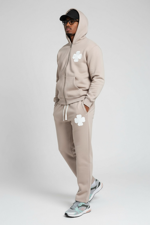 ENSEMBLE CLOVER (HOODIE + JOGGING) – OVERSIZE BEIGE