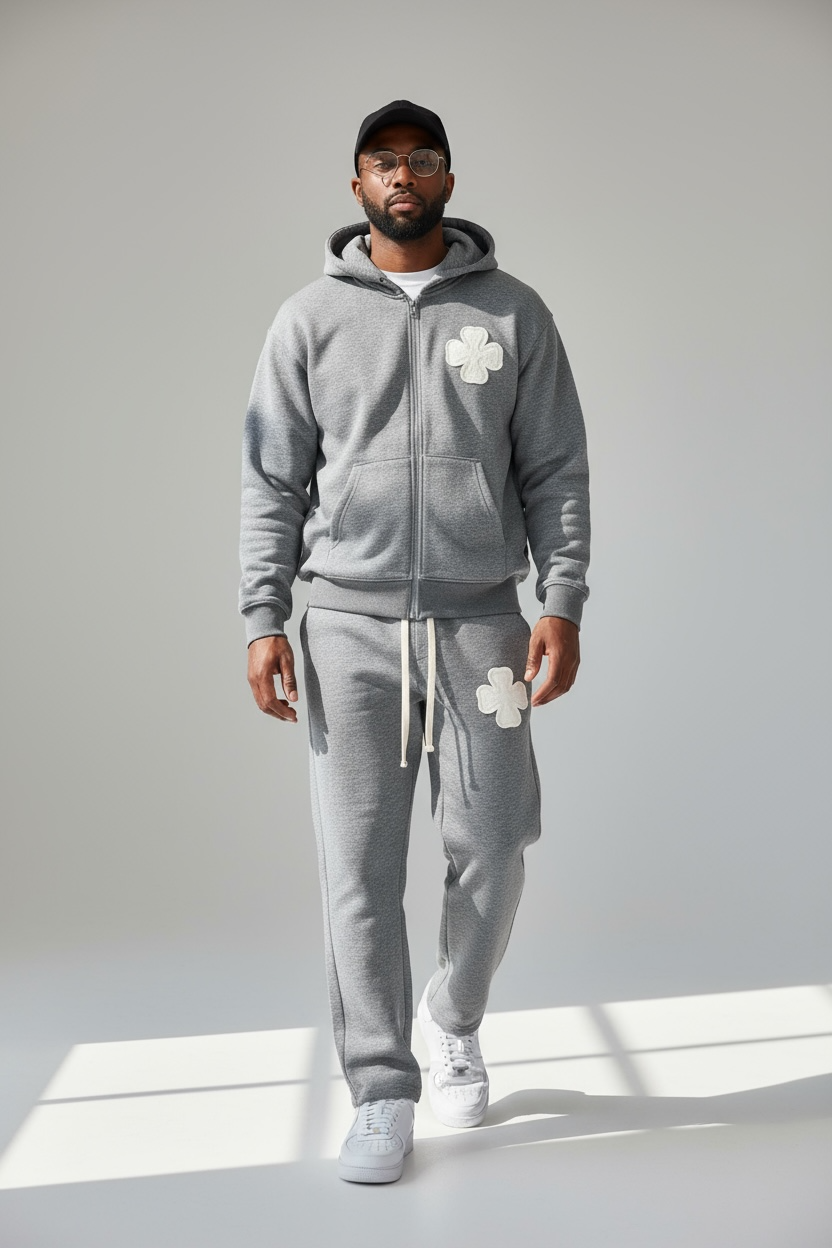 ENSEMBLE CLOVER (HOODIE + JOGGING) – OVERSIZE GRIS