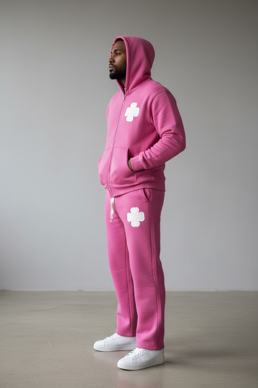 ENSEMBLE CLOVER (HOODIE + JOGGING) – OVERSIZE ROSE