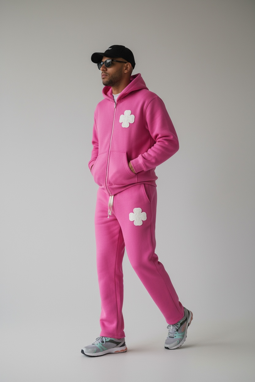 ENSEMBLE CLOVER (HOODIE + JOGGING) – OVERSIZE ROSE