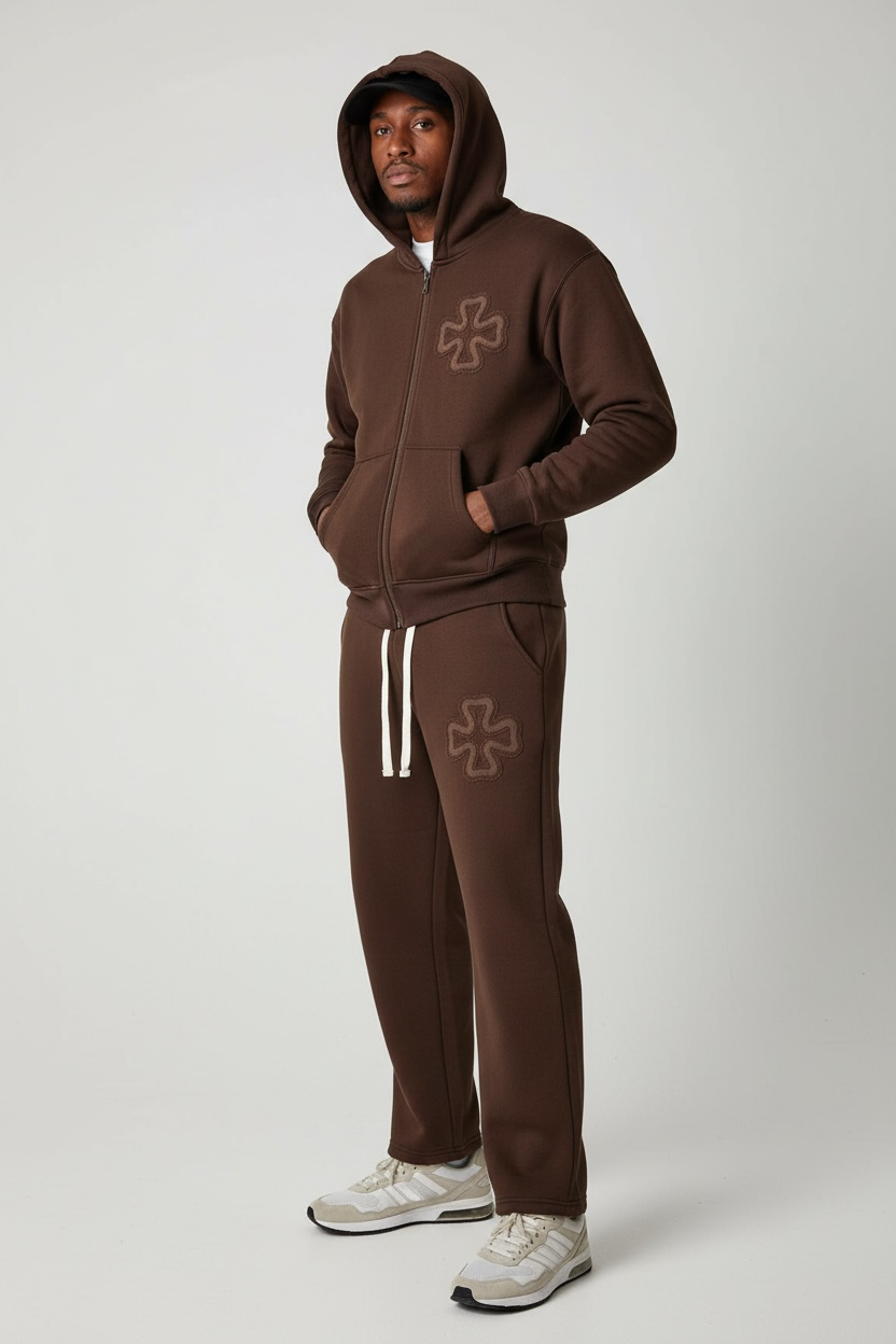 JOGGING SET CLOVER™ – MARRON LOGO TON-SUR-TON