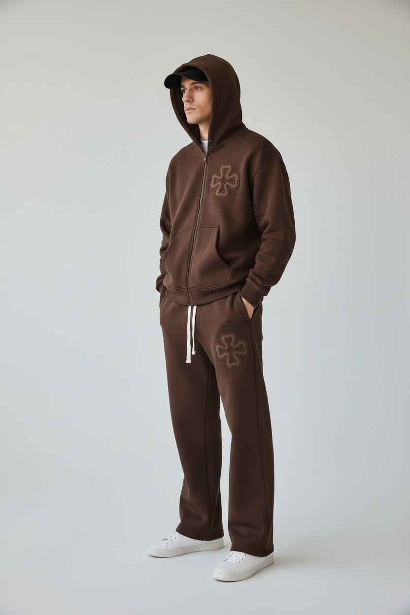 JOGGING SET CLOVER™ – MARRON LOGO TON-SUR-TON