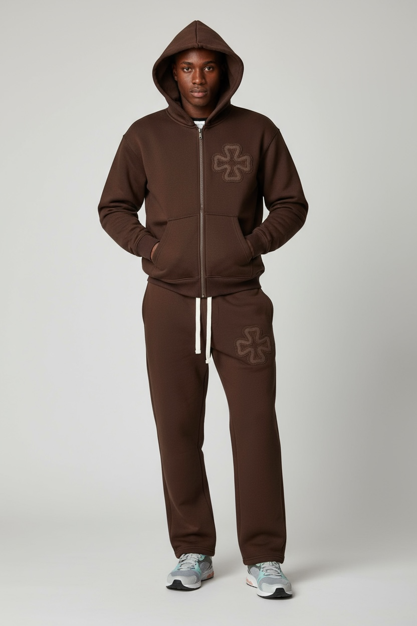 JOGGING SET CLOVER™ – MARRON LOGO TON-SUR-TON