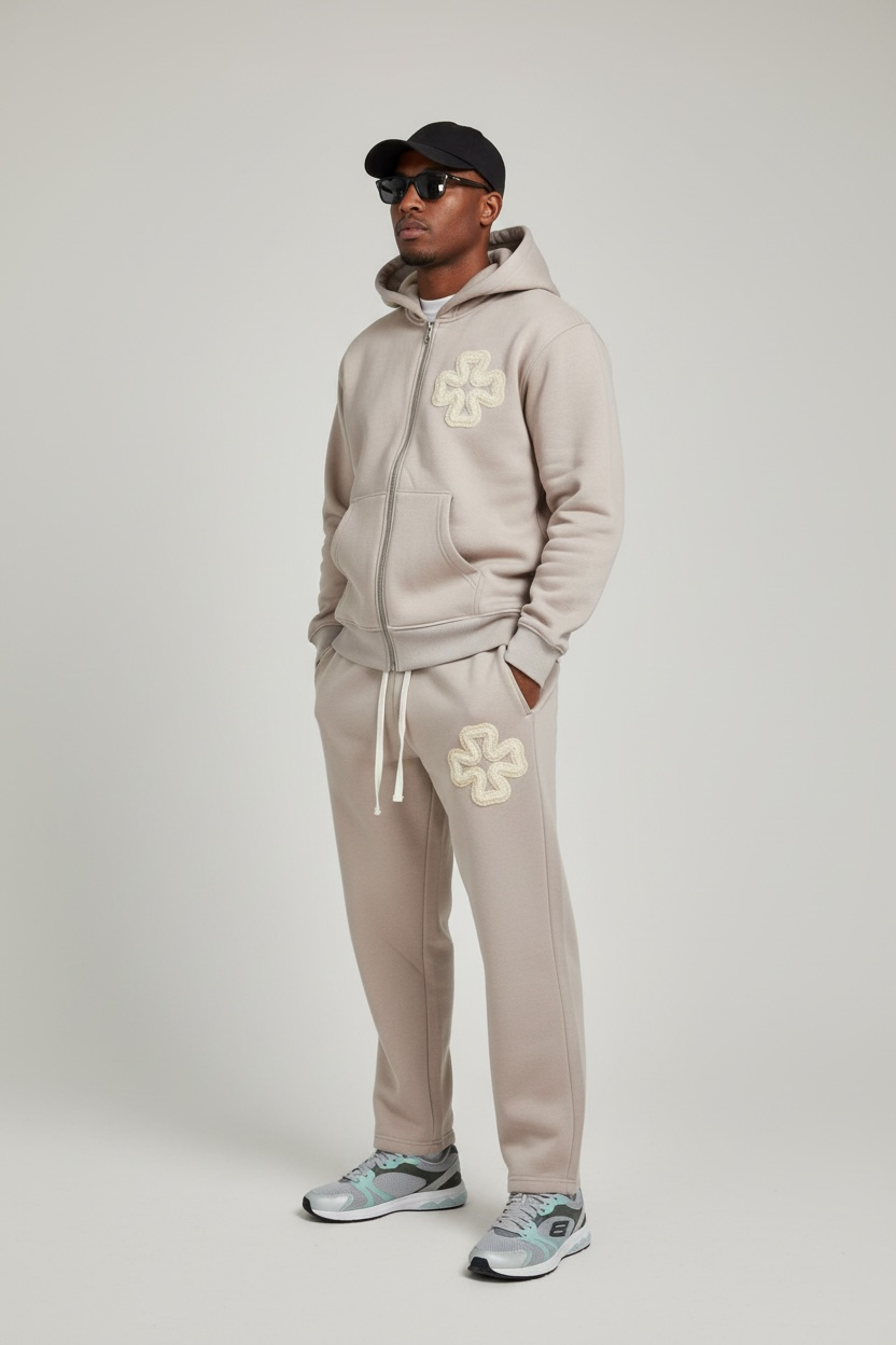 JOGGING SET CLOVER™ – BEIGE CRÈME LOGO TON-SUR-TON