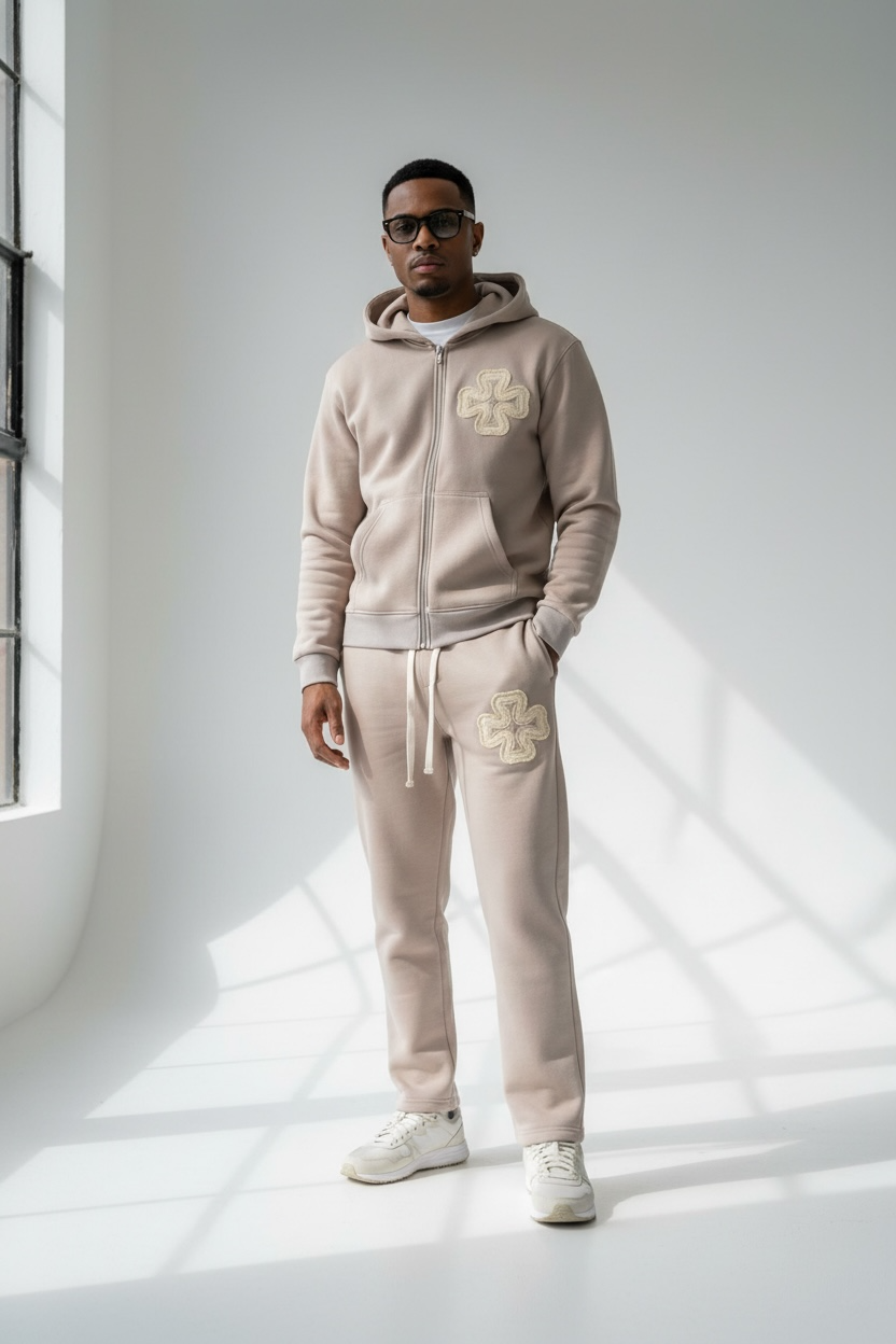 JOGGING SET CLOVER™ – BEIGE CRÈME LOGO TON-SUR-TON