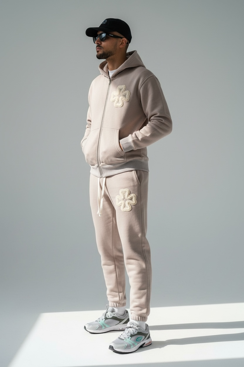 JOGGING SET CLOVER™ – BEIGE CRÈME LOGO TON-SUR-TON